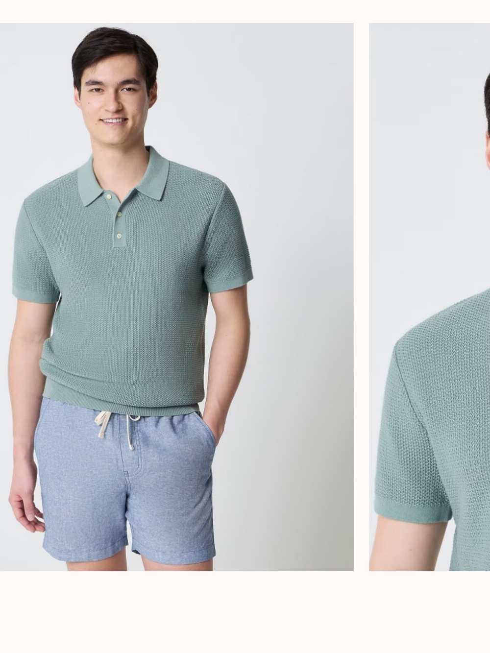 Mens J Crew Textured cotton sweater-polo wild Sage size medium